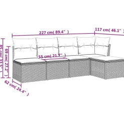 Mobilier De Jardin-vidaXL Salon de jardin avec coussins 5 pcs beige résine tressée beige et gris