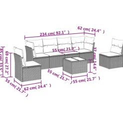 vidaXL Salon de jardin avec coussins 7 pcs beige résine tressée