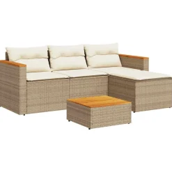 Mobilier De Jardin-vidaXL Salon de jardin avec coussins 3 pcs résine tressée Beige