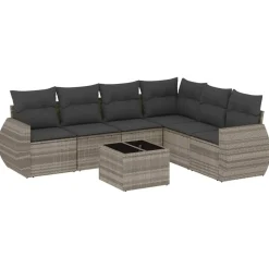 vidaXL Salon de jardin avec coussins 7 pcs résine tressée