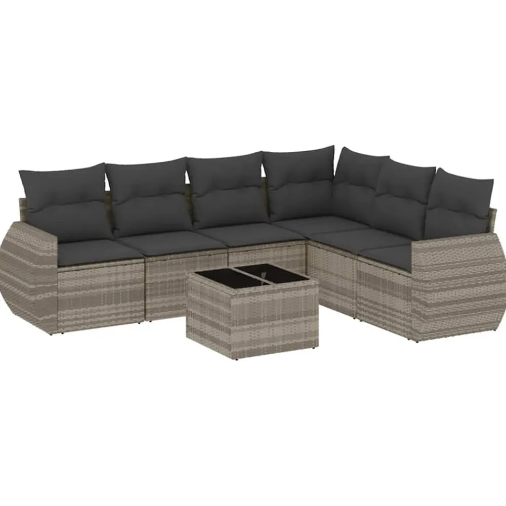 vidaXL Salon de jardin avec coussins 7 pcs résine tressée