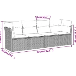 vidaXL Salon de jardin avec coussins 4 pcs beige résine tressée