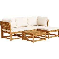 vidaXL Salon de jardin avec coussins 5 pcs Bois d'acacia solide
