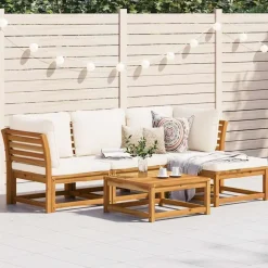 vidaXL Salon de jardin avec coussins 5 pcs Bois d'acacia solide