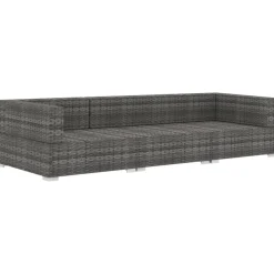 vidaXL Salon de jardin avec coussins 3 pcs résine tressée