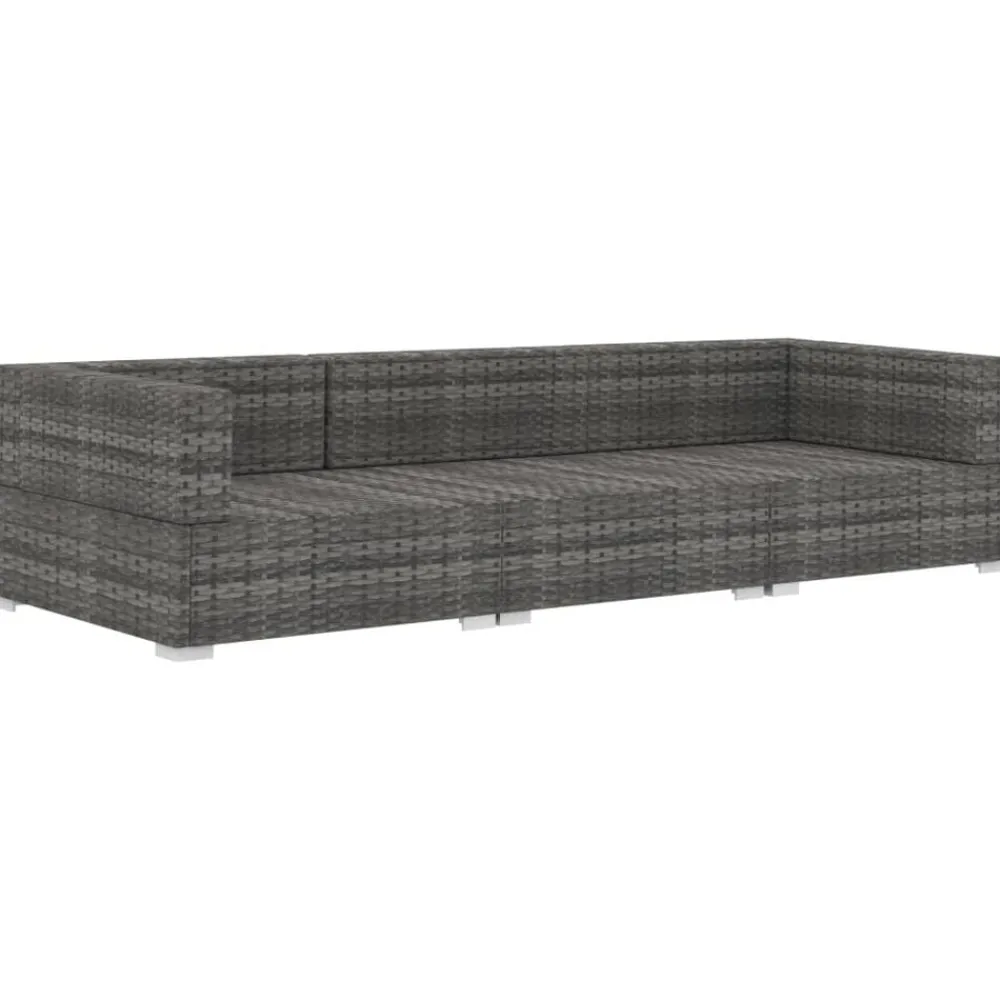 vidaXL Salon de jardin avec coussins 3 pcs résine tressée