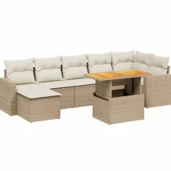Mobilier De Jardin-vidaXL Salon de jardin avec coussins 8 pcs beige résine tressée beige et cr&egrave;me