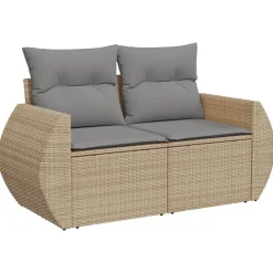 Mobilier De Jardin-vidaXL Salon de jardin avec coussins 10 pcs beige résine tressée beige et gris
