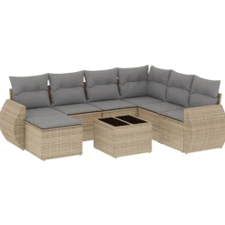 Mobilier De Jardin-vidaXL Salon de jardin avec coussins 8 pcs beige résine tressée beige et gris