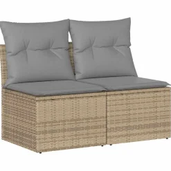 Mobilier De Jardin-vidaXL Salon de jardin avec coussins 2 pcs beige résine tressée acacia beige et gris