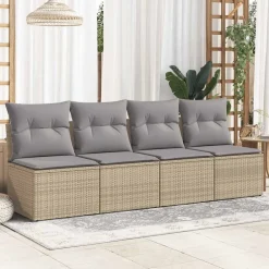 Mobilier De Jardin-vidaXL Salon de jardin avec coussins 2 pcs beige résine tressée acacia beige et gris