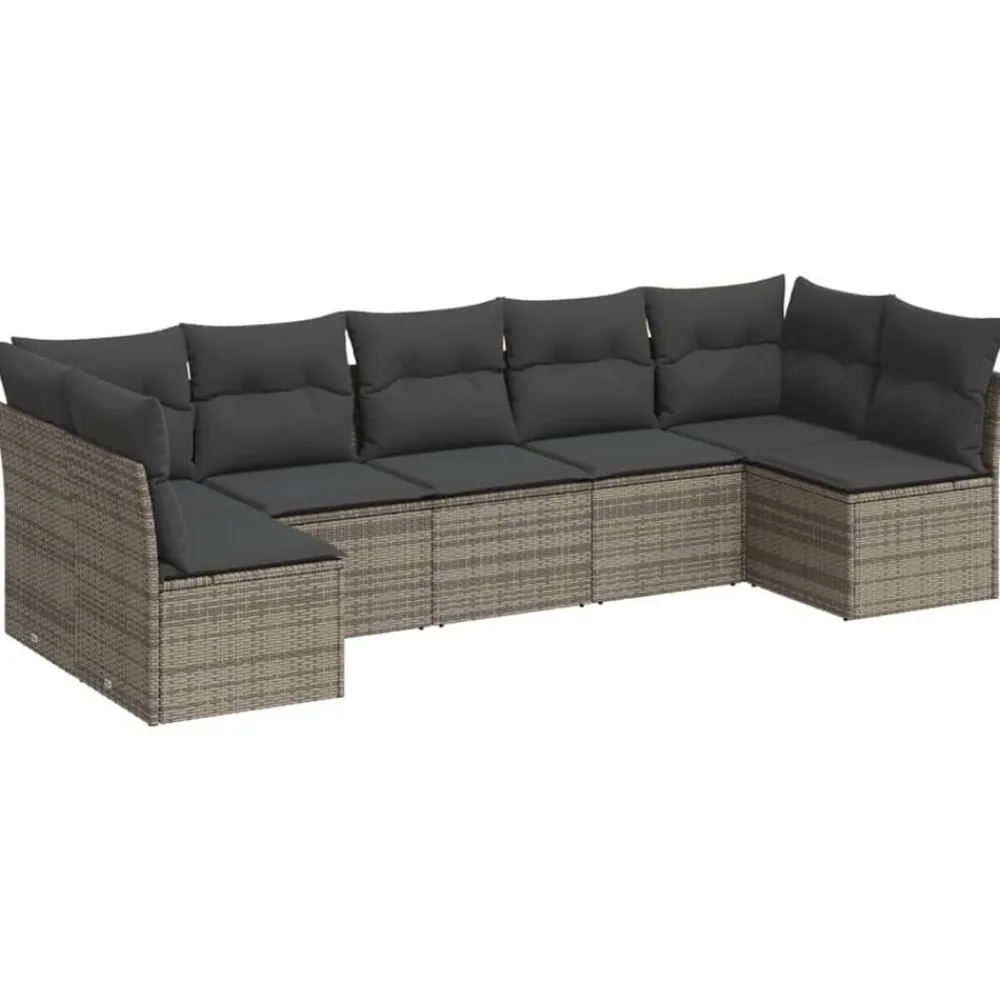 vidaXL Salon de jardin avec coussins 7 pcs résine tressée
