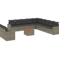 Mobilier De Jardin-vidaXL Salon de jardin avec coussins 12 pcs résine tressée Gris