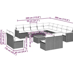 Mobilier De Jardin-vidaXL Salon de jardin avec coussins 14 pcs noir résine tressée Noir et cr&egrave;me