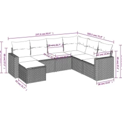 vidaXL Salon de jardin avec coussins 7 pcs beige résine tressée