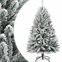 Décorations-vidaXL Sapin de Noël artificiel à charnières avec neige floquée 120 cm Vert et blanc