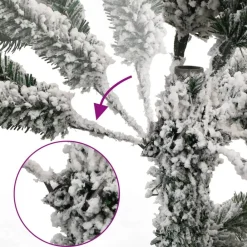 Décorations-vidaXL Sapin de Noël artificiel à charnières avec neige floquée 120 cm Vert et blanc