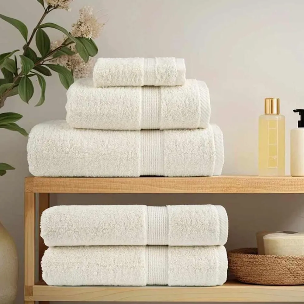 Linge-vidaXL Serviette Invité SOLUND 2 pcs Crème 15 x 21 cm 550 gsm Crème