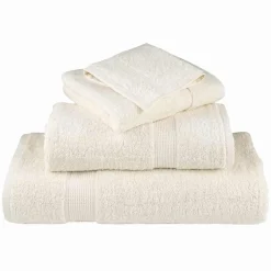 Linge-vidaXL Serviette Invité SOLUND 2 pcs Crème 15 x 21 cm 550 gsm Crème