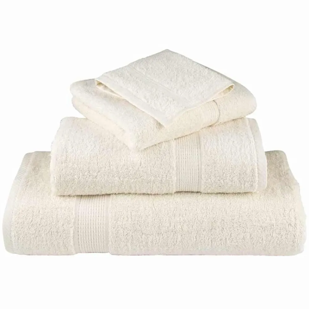 Linge-vidaXL Serviette Invité SOLUND 2 pcs Crème 15 x 21 cm 550 gsm Crème