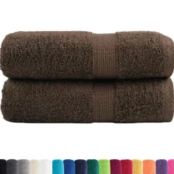 Linge-vidaXL Serviettes de toilette premium SOLUND 2 pièces 30 x 30 cm 600 g/m² Marron