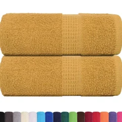 Linge-vidaXL Serviettes de toilette FROGN 2 pièces Or 30x30 cm 360 g/m² Doré