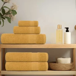 Linge-vidaXL Serviettes de toilette FROGN 2 pièces Or 30x30 cm 360 g/m² Doré
