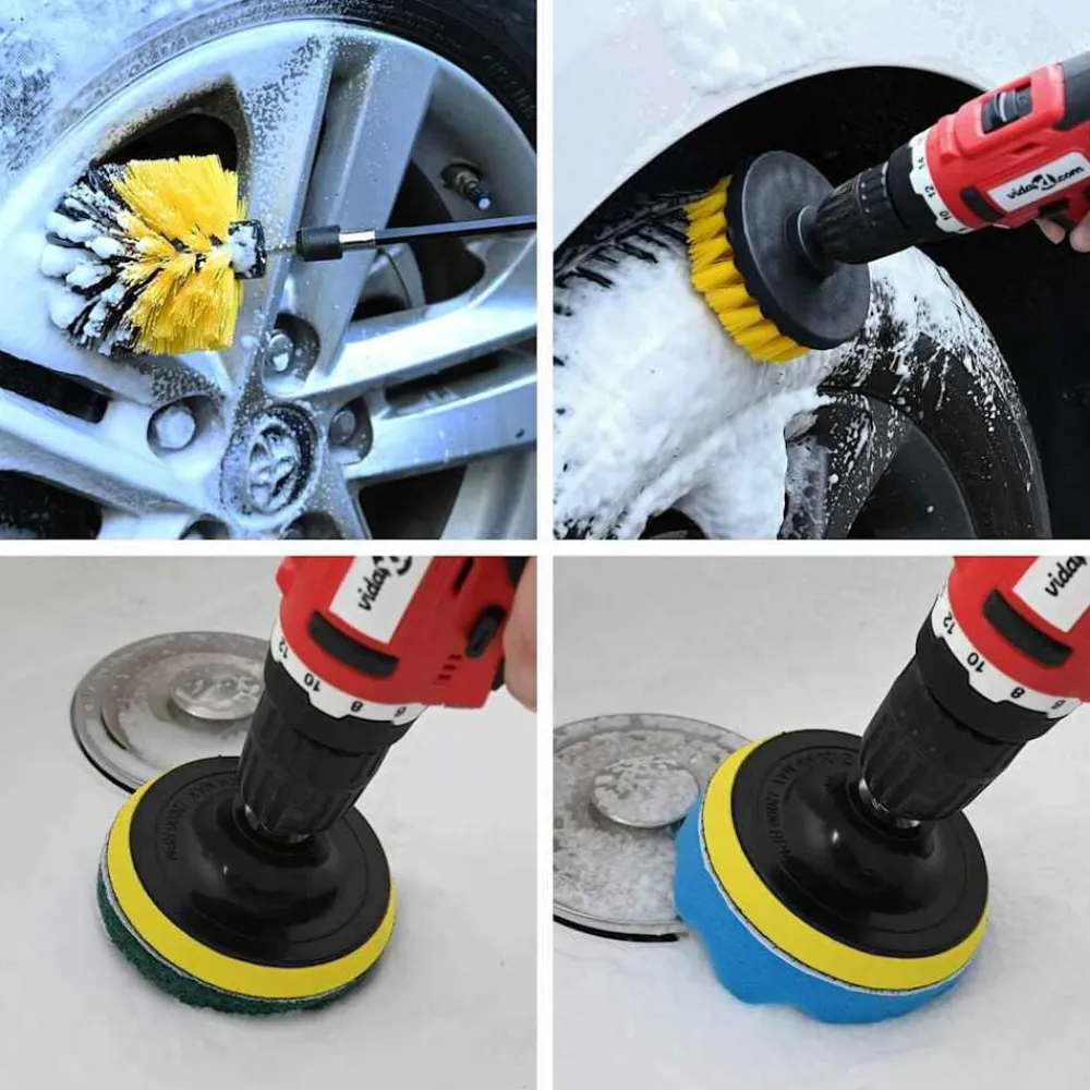 Pièces Détachées Pour Véhicules-vidaXL Set de brosses pour voiture Multicolore polyrotin