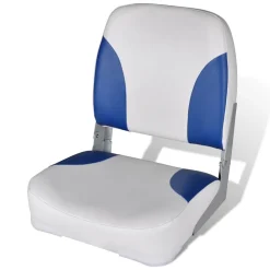 Pièces Détachées Pour Véhicules-vidaXL Siège de bateau à dossier et oreiller Bleu-blanc 41x36x48 cm Bleu et blanc