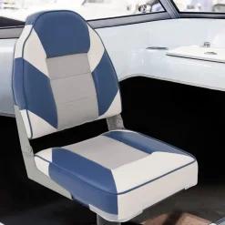 Véhicules-vidaXL Siège de bateau avec piédestal pivotant à 360° Blanc et bleu