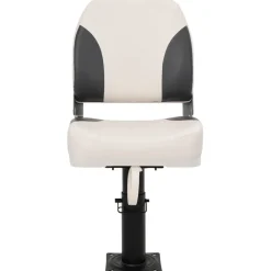Véhicules-vidaXL Siège de bateau avec piédestal hauteur réglable pivotant à 360° Blanc et noir