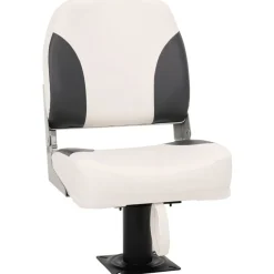 Pièces Détachées Pour Véhicules-vidaXL Siège de bateau pliable 1 ensemble avec dossier bas et sangle de fixation gris foncé et blanc