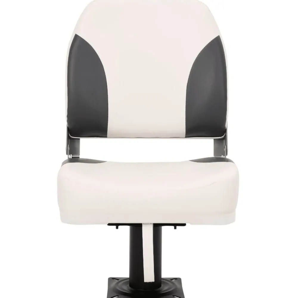Pièces Détachées Pour Véhicules-vidaXL Siège de bateau pliable 1 ensemble avec dossier bas et sangle de fixation gris foncé et blanc