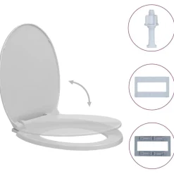 Plomberie-vidaXL Siège de toilette à fermeture en douceur Ovale Gris clair