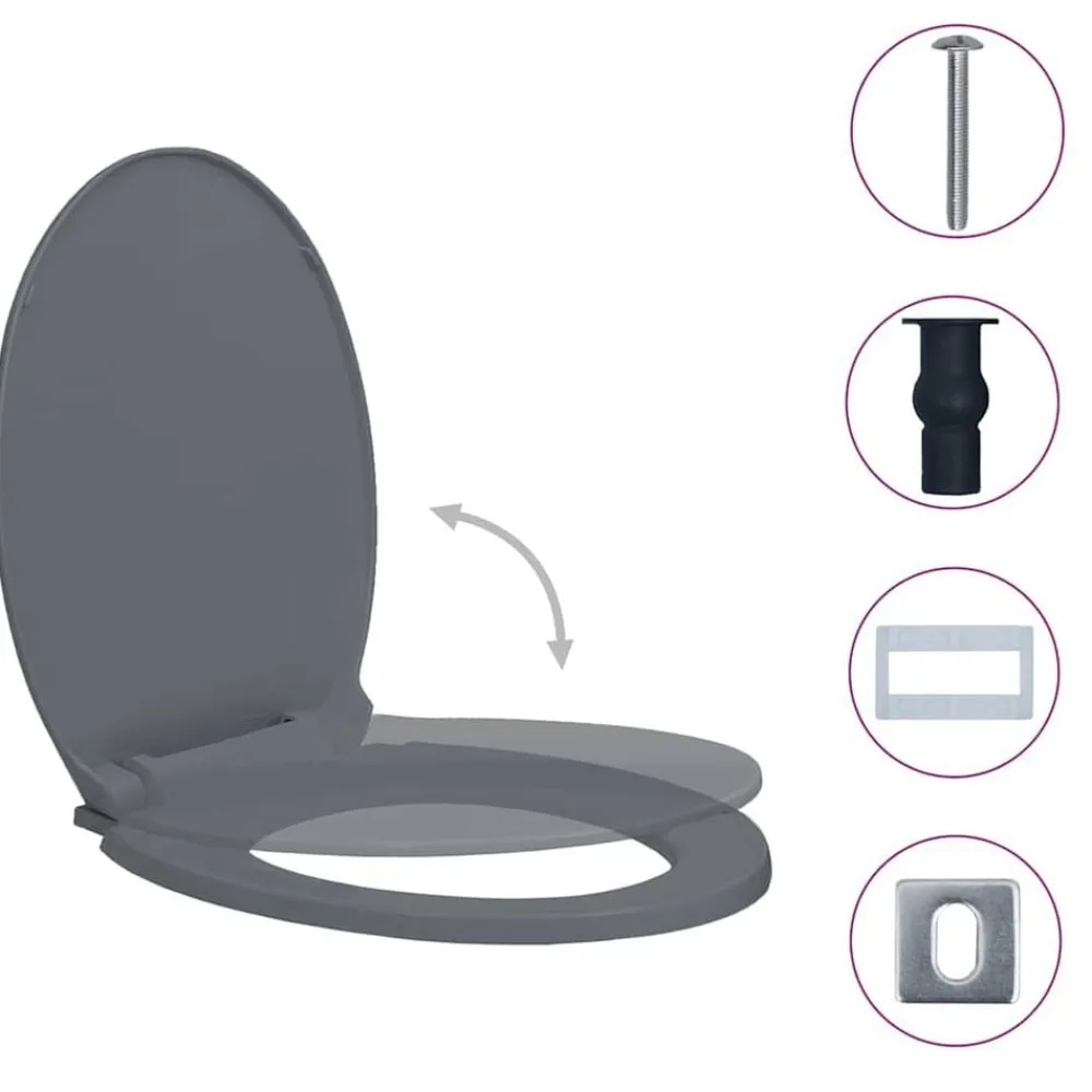 Plomberie-vidaXL Siège de toilette à fermeture en douceur Ovale Gris