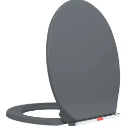 Plomberie-vidaXL Siège de toilette à fermeture en douceur Ovale Gris