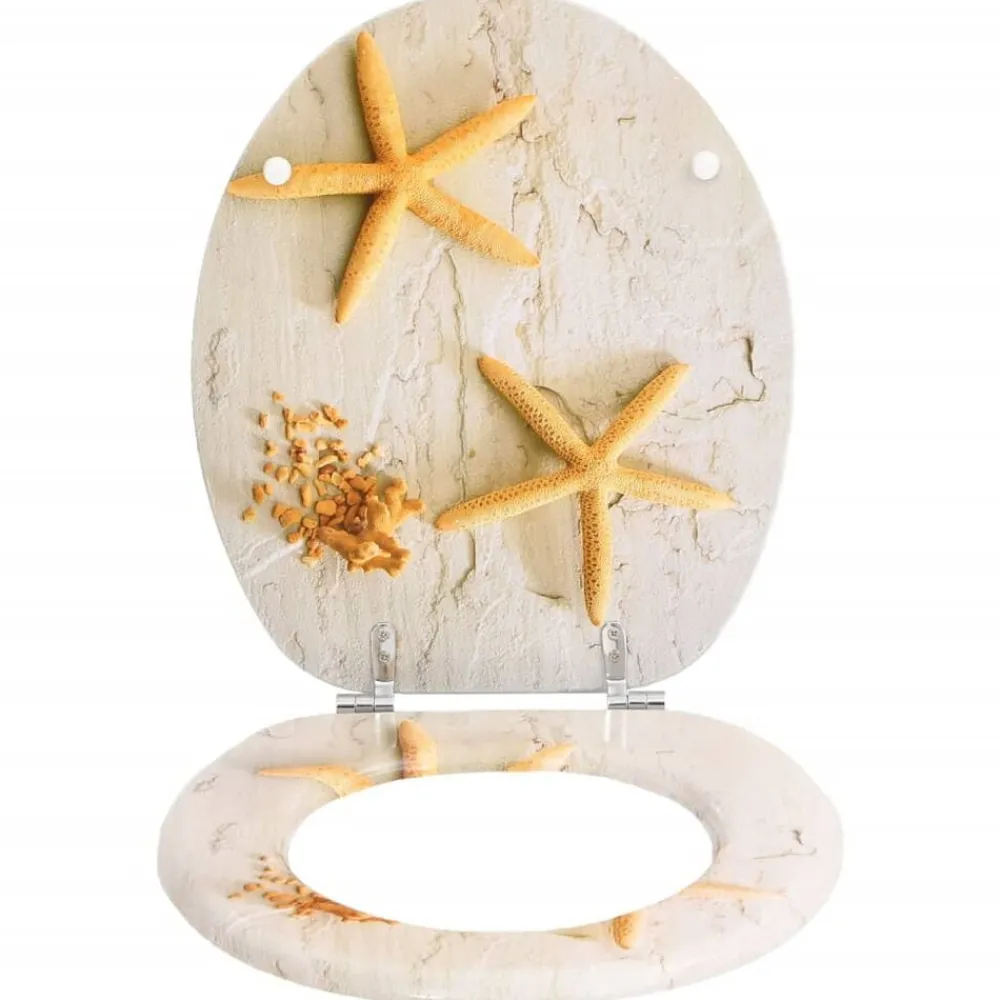 Plomberie-vidaXL Siège de toilette avec Couvercle MDF Étoile de mer