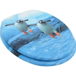 Plomberie-vidaXL Siège de toilette avec couvercle MDF Design de pingouin