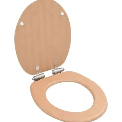 Plomberie-vidaXL Siège de toilette MDF Couvercle à fermeture en douceur Bambou
