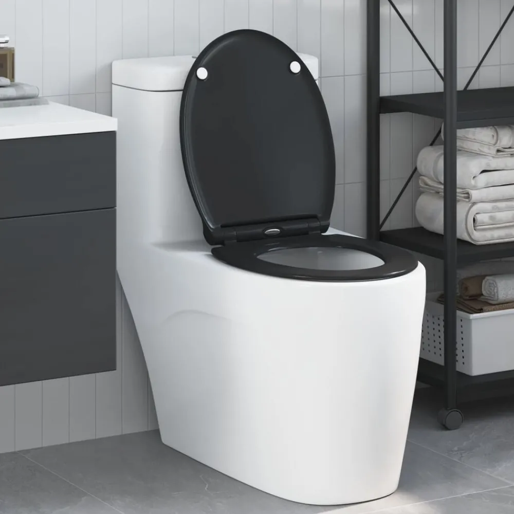 Plomberie-vidaXL Siège de toilette 47 x 37,5 x 3,8 cm Duroplast Noir
