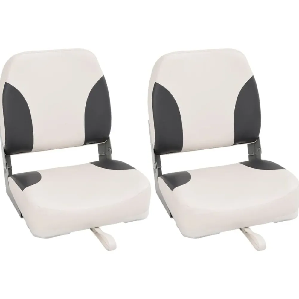 Pièces Détachées Pour Véhicules-vidaXL Sièges de bateau pliables lot de 2 à dossier haut 41x36x48 cm gris foncé et blanc