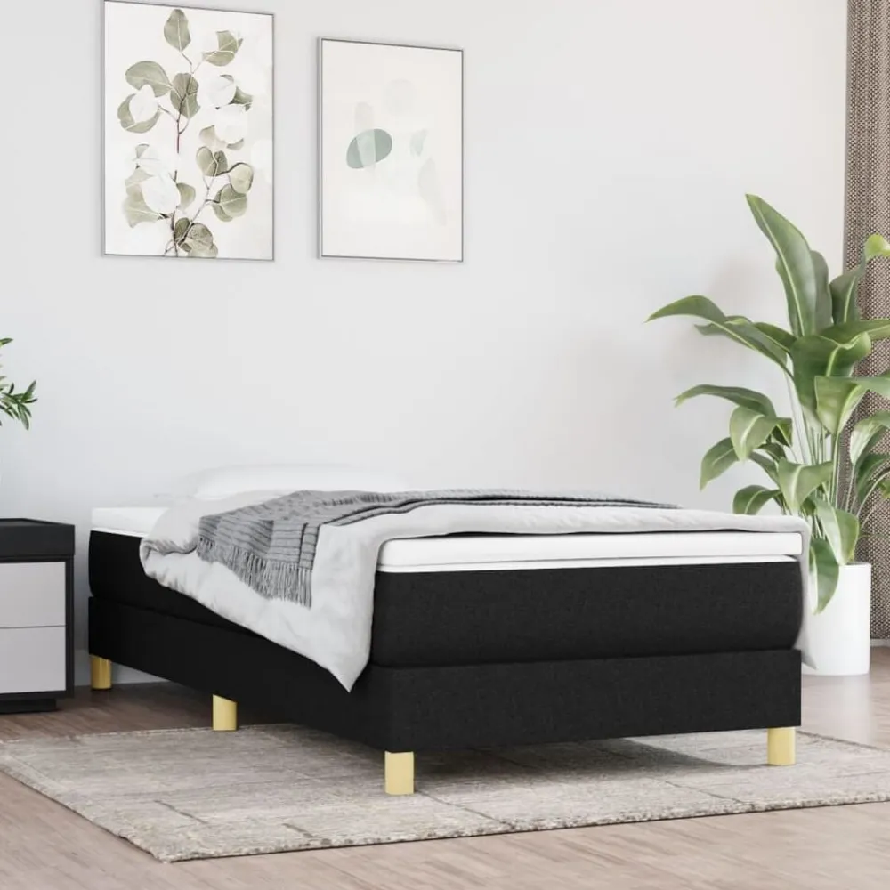 Lits & Accessoires-vidaXL Sommier à lattes de lit et matelas 80x200 cm Tissu Noir