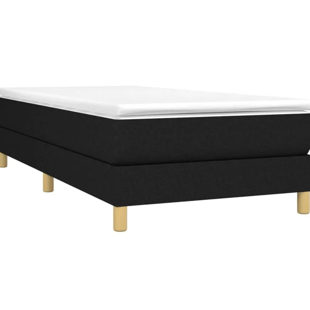 Lits & Accessoires-vidaXL Sommier à lattes de lit et matelas 80x200 cm Tissu Noir