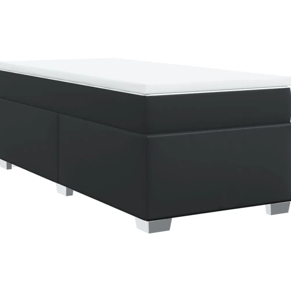 Lits & Accessoires-vidaXL Sommier à lattes de lit avec matelas 80x200cm Similicuir Noir