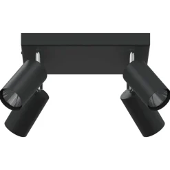 Luminaires-vidaXL Spot de plafond avec des projecteurs 26 x 26 x 16 cm Métal Noir