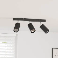 Luminaires-vidaXL Spot de plafond avec des projecteurs 38 x 6 x 16 cm Métal Noir