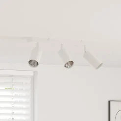 Luminaires-vidaXL Spot de plafond avec des projecteurs 38 x 6 x 16 cm Métal Blanc