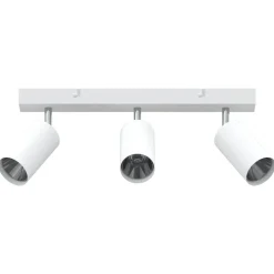 Luminaires-vidaXL Spot de plafond avec des projecteurs 38 x 6 x 16 cm Métal Blanc