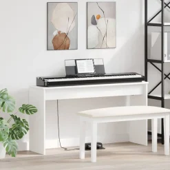 Arts & Loisirs-vidaXL Stand de clavier 120 x 32 x 64 cm Bois d'ingénierie Blanc