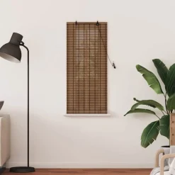 Décorations-vidaXL Store enrouleur avec des rideaux Marron 60 x 160 cm Bambou